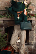 Įkelti vaizdą į peržiūros programą, Odinė tamsiai žalios spalvos rankinė Happy