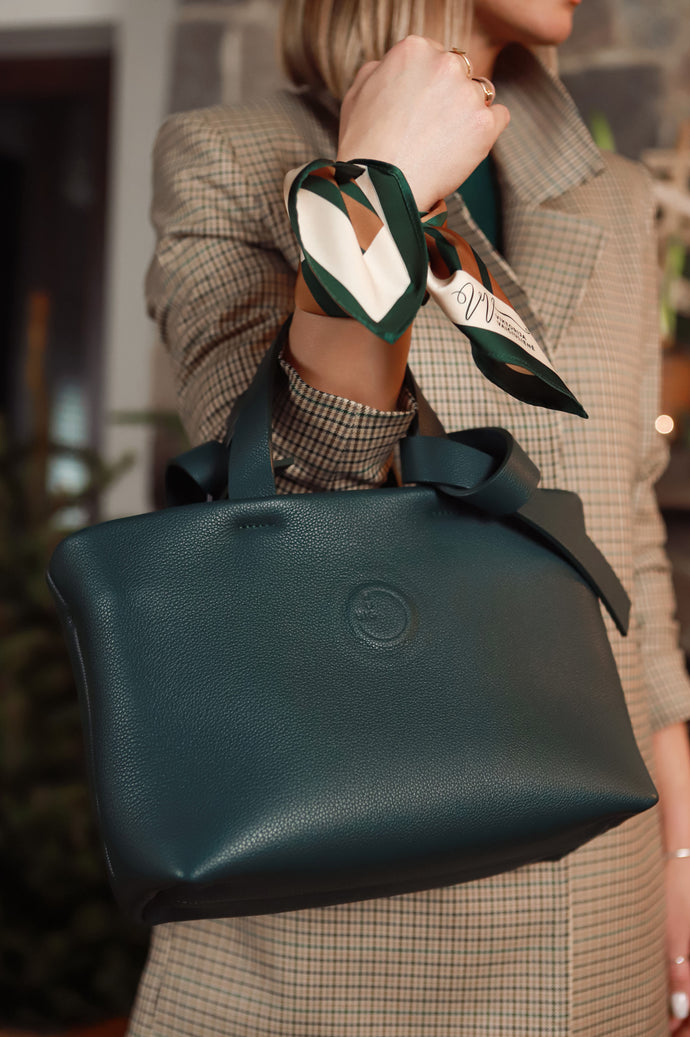 Odinė tamsiai žalios spalvos rankinė Happy